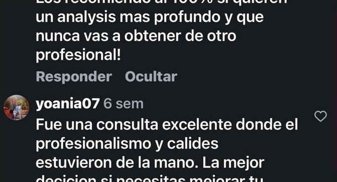 Comentario de @yoania07 en Instagram
